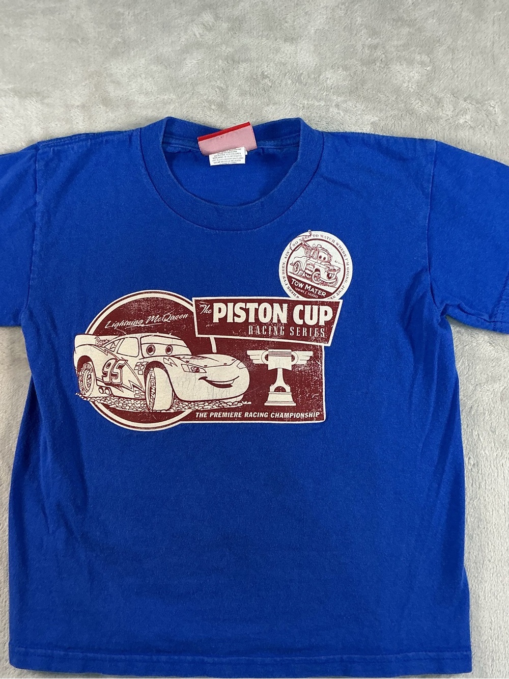 VTG Y2K Cars Piston Cup Kids T-Shirt Blue Cute Nostalgia Tee Size 6/7